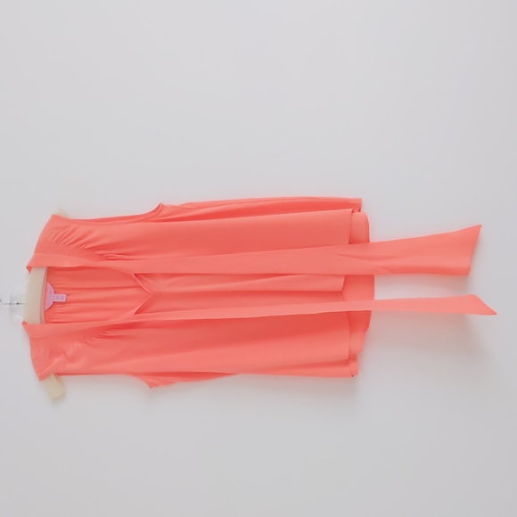 Lilly Pulitzer Coral Pink Silk Top with Neck Tie - Picture 1 of 3